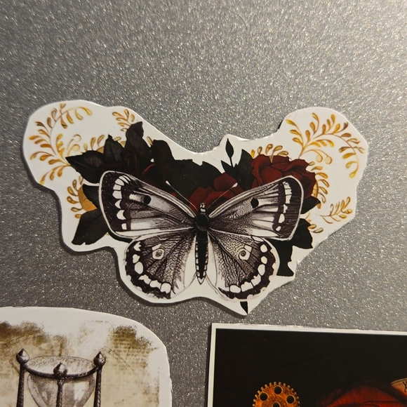 Steampunk Love Withstands the Sands of Time Rose Magnet Custom Handmade Set of 3 - Picture 2 of 6